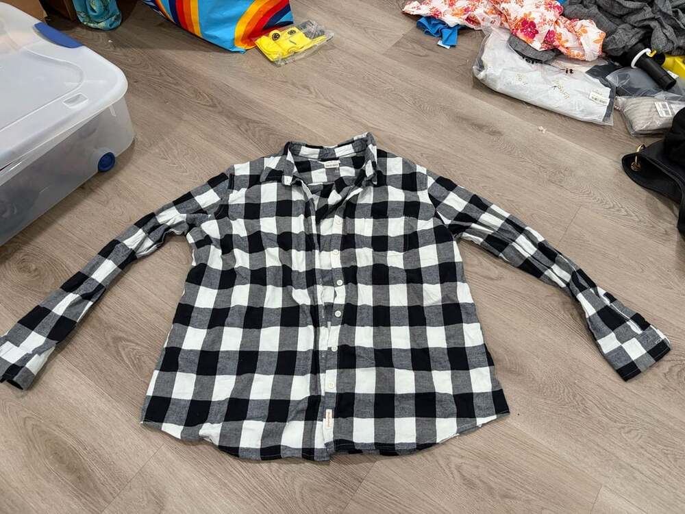 Weatherproof Vintage Flannel Shirt Size XXL Black White Plaid